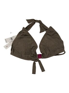 Pilyq Olive Green Triangle Bikini Top with Magenta Accent